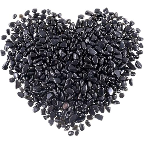 Image of WAYBER 2 Lbs /920g Black Obsidian Quartz Crystal Stones Irregular Decorative Rocks Aquarium Pebbles Gravels for Fish Turtle Tank /Succulent Plants /Air Plants Decoration (Fill 2 Cups)
