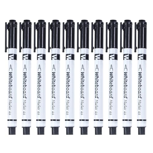 Generisch Trockenlöschmarker | 10 Stifte Whiteboard-Stifte Set,0,5 mm Marker mit integriertem Radierer,Für Whiteboard Kalender Klassenzimmer Schule Kindergarten