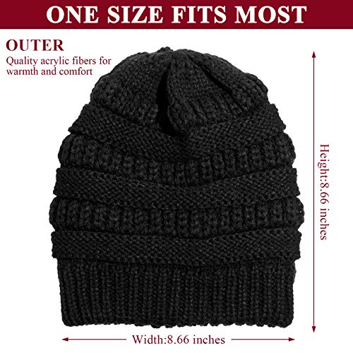 Image of Geyoga Winter Beanies Satin Lined Warm Thick Knitted Hats Slouchy Caps for Women