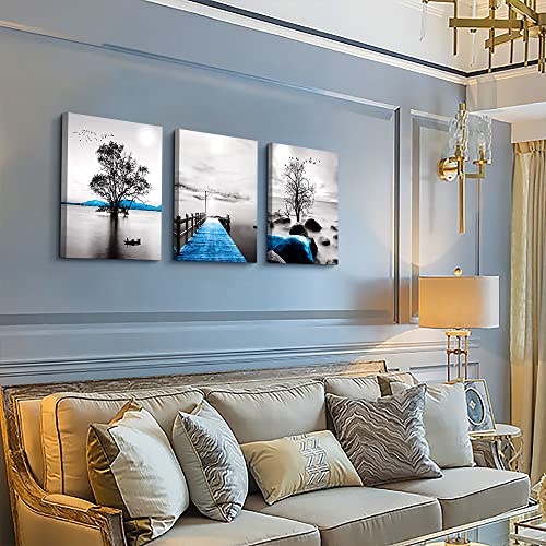 Wall Decorations For Living Room Framed Canvas Wall Art For Bedroom Office Wall Decor Black And White Ocean Landscape Wall Paintings Modern Posters Pictures Artwork For Bathroom Home Decor 3 Piece