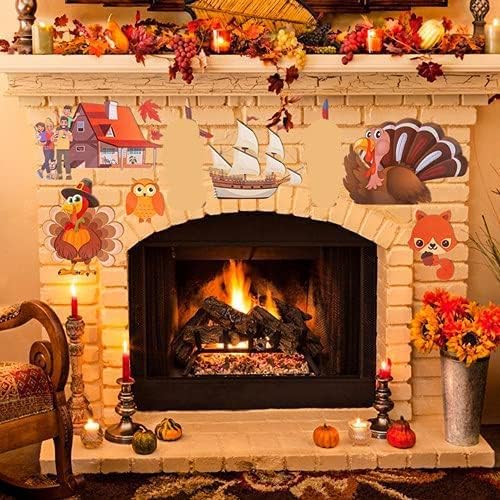 Beslop Thanksgiving Window Clings Fall Window Stickers Decals Featuring Turkey Fall Maple Leaves Pumpkin Acorn Cornucopia Indian Corn for Autumn Harvest Festival Seasonal Decorations,2021