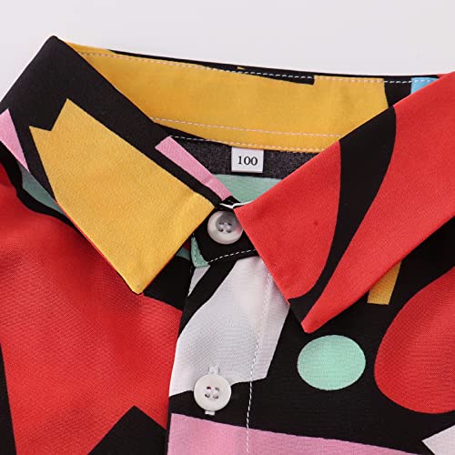 Boys Short Sleeve Button Down Shirt,Lightweight Casual Summer Print Dress Shirt Tops 1 Yellow Tag 120Cm-Us 4 Years #TOP2