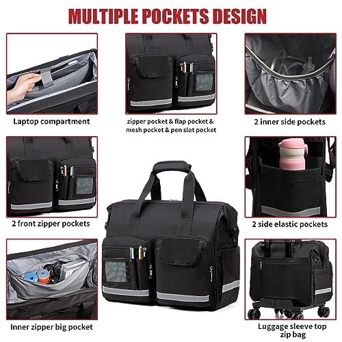 Image of Rolling Medical Bag Nurse Doctor for Women for Work Rolling Duffle Bag Family Prosessional Nursing Bag with Laptop Compartment Home Health Physical Theraphy Bag Hiking Team Police Army Scout Portable