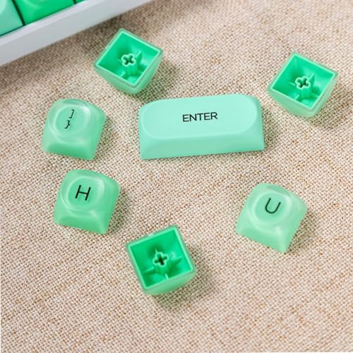 Image of Fogruaden PBT Green Keycaps Set, HOA Profile Cute Custom Keycaps, Compatible with Cherry MX Switch 60% 65% 75% Mechanical Keyboards