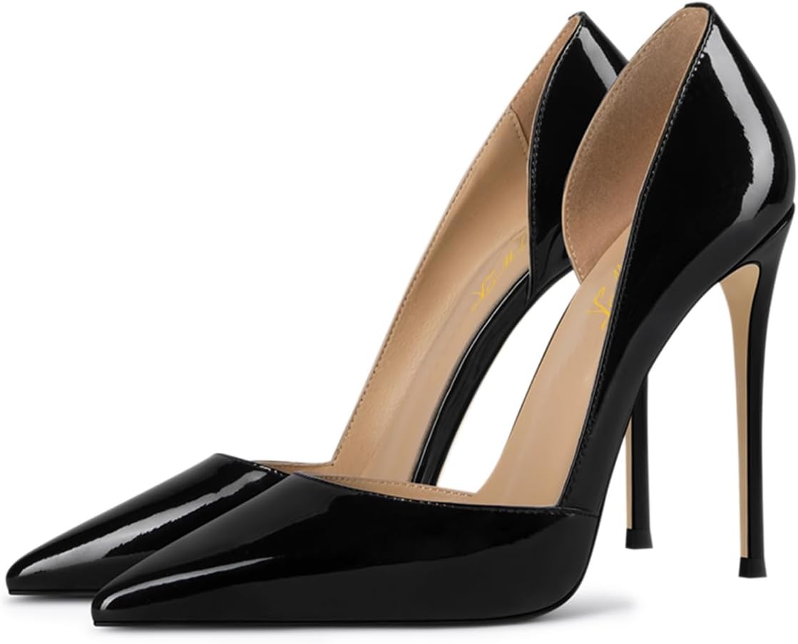 FOWT Women Sexy Pointed Toe D'Orsay Pumps High Stiletto Heel Slip On Summer Party Prom Wedding Dress Shoes Size 4-16 US