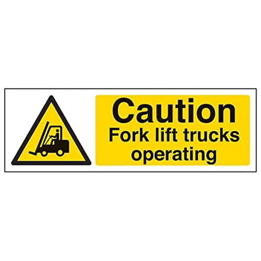 V Safety Eco Friendly Warning Vehicle- Caution Fork Lift Trucks Operating - 300 X 100mm, Multi, 300x100mm
