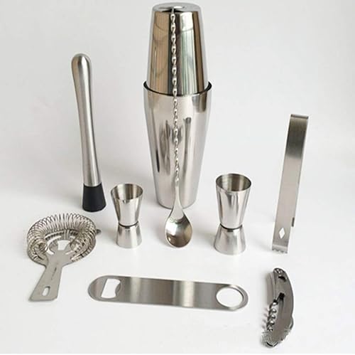 ZLXDP - Juego de 9 piezas de 750 20.3 fl oz de acero inoxidable para coctelera de coctelera, kit de mezclador de bar barman bastidor cuchara de