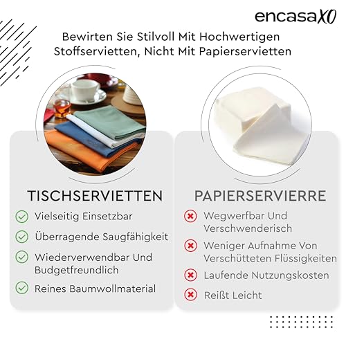 Encasa XO Stoffservietten Baumwolle, 180 GSM 43x43 cm – Ansicht 6