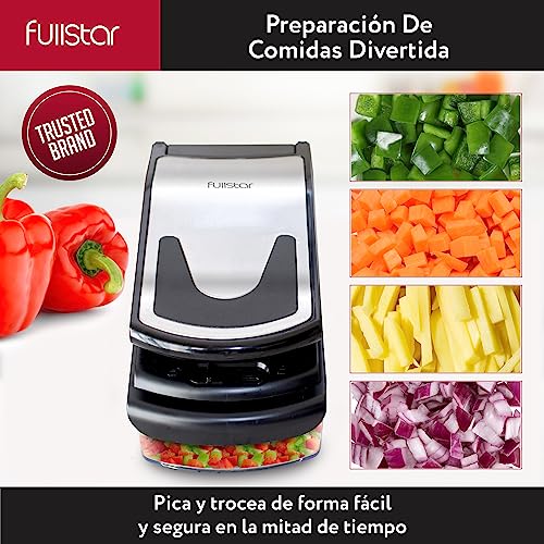 Miniatura 6 de Fullstar Multifuncional Cortador De Verdura Y Espiralizador - Picador De Verduras Manual Para Cebolla Pepino Patatas Fritas Frutas - Gadgets Y Accesorios De Cocina Pro 9-En-1, Negro