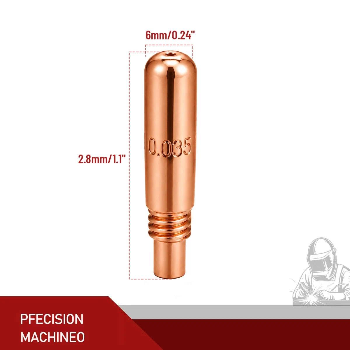 Punte di contatto T-M035 0,9 mm compatibili con pistola Miller MDX Series MIG da utilizzare con diffusore Miller MDX D-M100 D-M250 MDX100 MDX250 (100-PK)