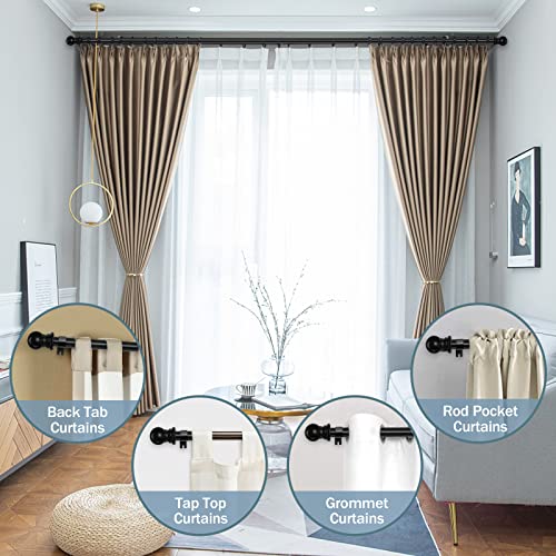 Black Curtain Rods For Windows 48 To 84" - 1 Inch Stainless Steel Window Curtain Rods Set,Adjustable Drapery Rods Heavy Duty For Kitchen,Sliding Door,Bedroom (3 Brackets) #TOP4