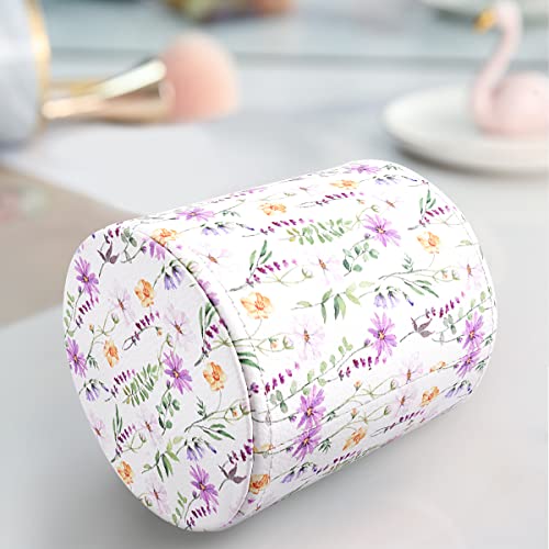 Image of Pen Holder, Makeup Brush Holder Leather Cute Vintage Flowers Pattern Pencil Cup for Girls Kids Women Durable Stand Desk Organizer Storage Gift for Office, Classroom, Home, Cute Flower