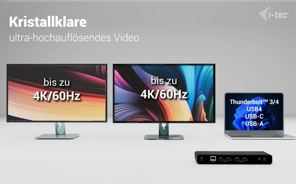 i-tec Universelle Dockingstation Dual 4K Display - 2X DisplayPort und 2X HDMI, 5X USB-Anschlüsse