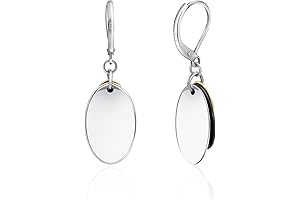 Oval Mixed Metal Earrings-925 Sterling Silver Dangle Earrings for Women