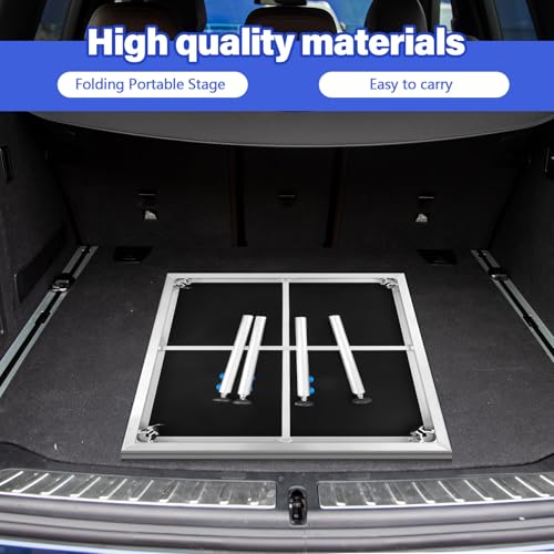 Tandefio Portable Stage with Height Adjustable Riser (24\" -40\") Platform Modular System Stage Easy to Carry Assemble for Performances at School Auditoriums Concerts Restaurants Bars(1 Pcs,4 x 4 ft) - Thumbnail 5