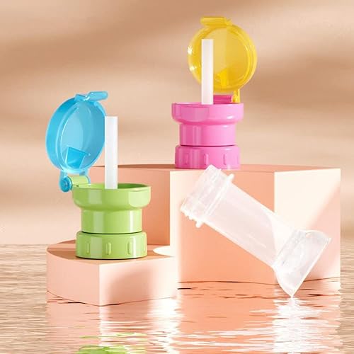 Miniatura 4 de 3 tapas giratorias para botellas, a prueba de derrames, tapa giratoria para jugo de soda, tapas de botellas de agua con pajilla, color aleatorio
