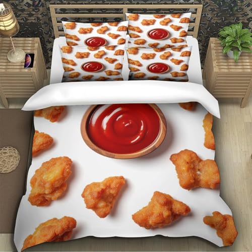 Housse de couette microfibre crispy chicken 3 pièces pour lit super king size