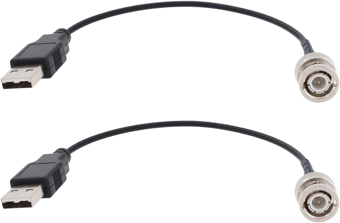 Create idea 2pcs RG174 Cable BNC Male to USB 2.0 Male Connector Adapter Suitable for Power Coaxial Test (20cm 50 Ohm)