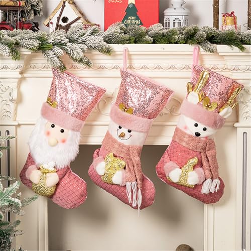 Chaussettes de Noël à paillettes pour une décoration de cheminée chaleureuse - 5