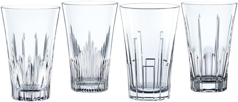 Nachtmann Classix Long Drink Glass, Set of 4, Crystal Hiball Glass, Clear Glass, For Cocktails or Non- Alcoholic Beverages,14-Ounce Capacity, Dishwasher Safe