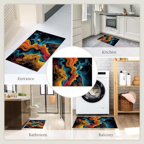 Tapis chats abstraits lavable en machine avec dossier antidérapant - 8