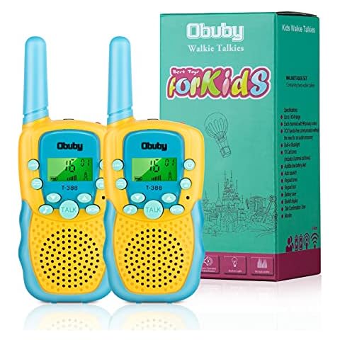 Obuby Walkie Talkies for Kids, 22 Channels 2 Way Radio Kid Toy Gift 3 KMs Long Range with Backlit LCD Flashlight Best Gifts Toys Cover