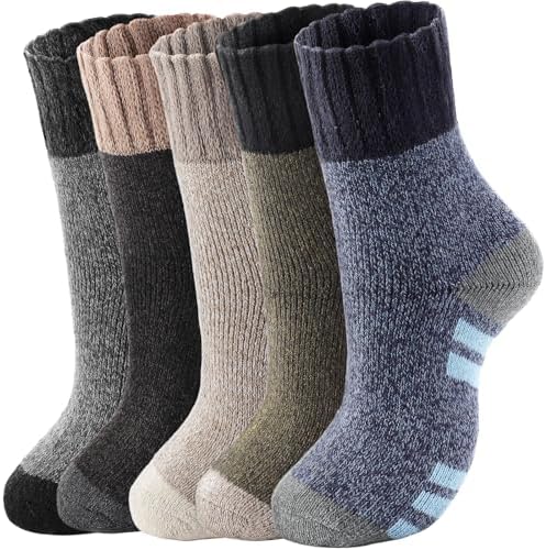 Wool Socks for Women - Womens Wool Socks Winter Sock for Men Warm Thick Knit Soft Vintage Casual Crew Sock