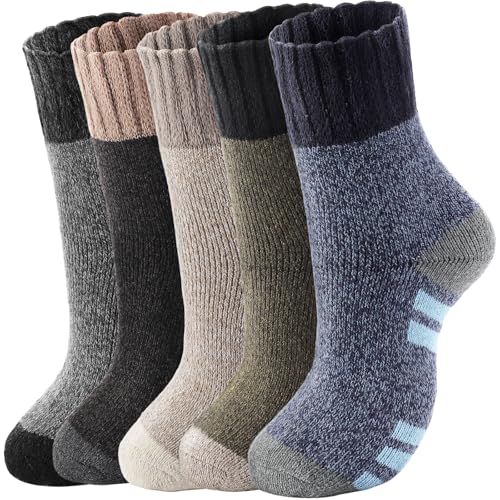 Image of Wool Socks for Women - Womens Wool Socks Winter Sock for men Warm Thick Knit Soft Vintage Casual Crew Sock