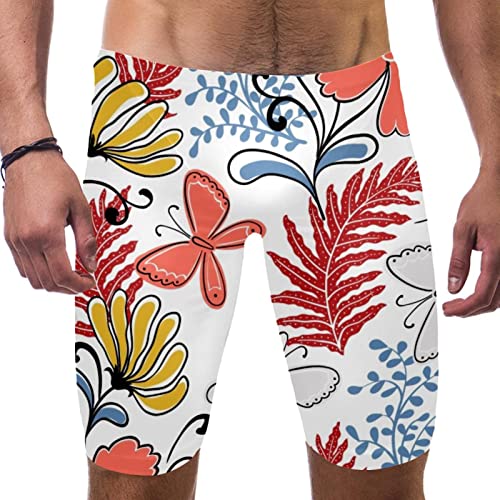 Short de bain homme motif fleurs et papillons orange multicolore XXXL