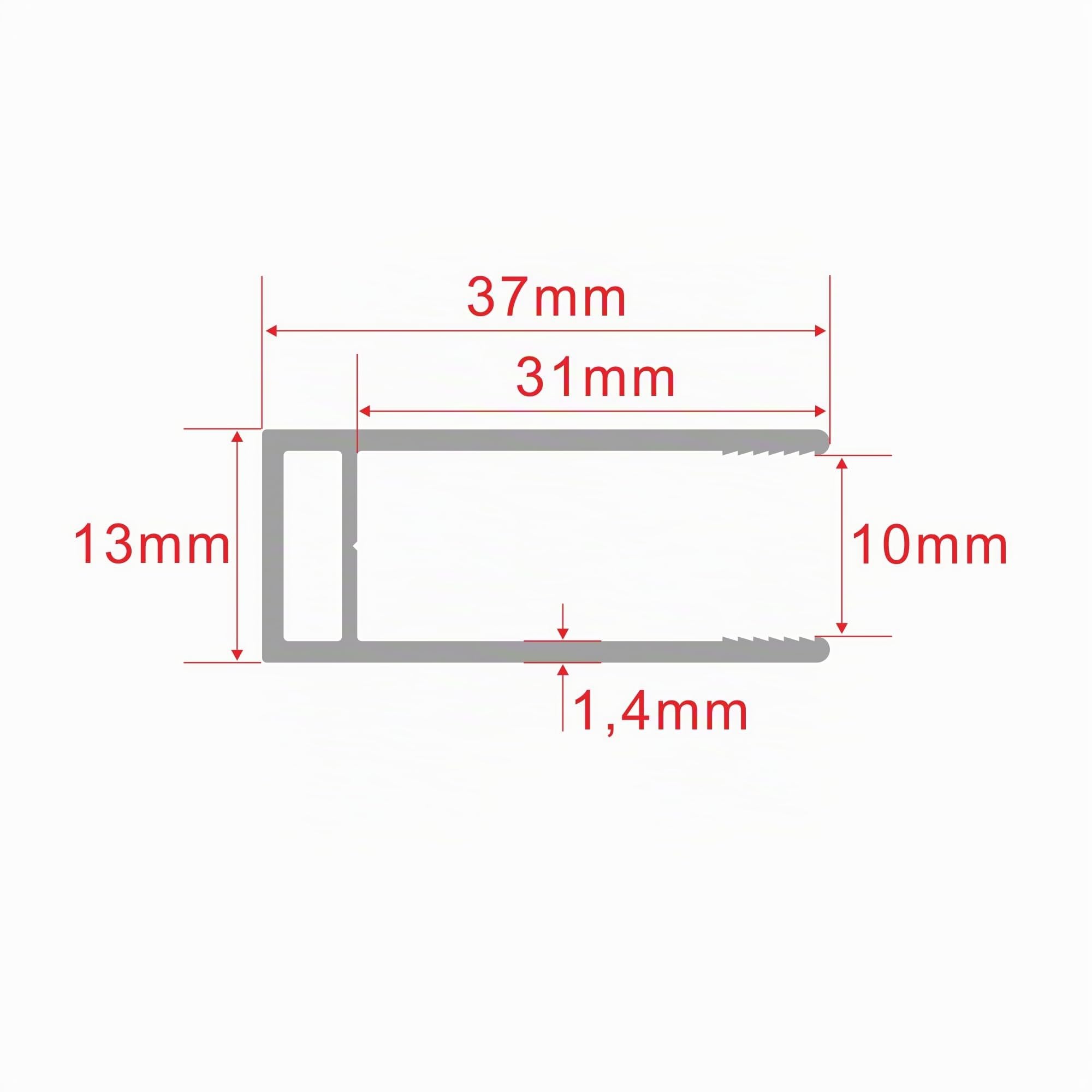 Wandanschlussprofil Wandprofil für Dusche Duschwand Glas U-Profil aus Aluminium mit Stabilisationsstange Stabilisierungsstange Duschkabine Stabilisator Aluminium Gebürstetes Gold für Glasstärke 8 mm