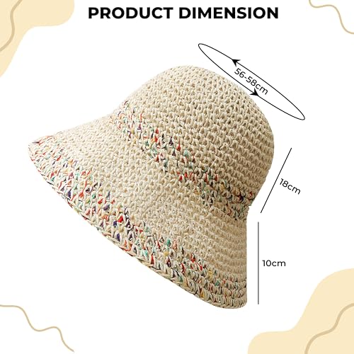 Image of Kraptick Headwear Hats - Lightweight Crocheted Straw Hat for Women, Foldable Summer Beach Hat with UV Protection & Stylish Travel Cap with Wide Brim