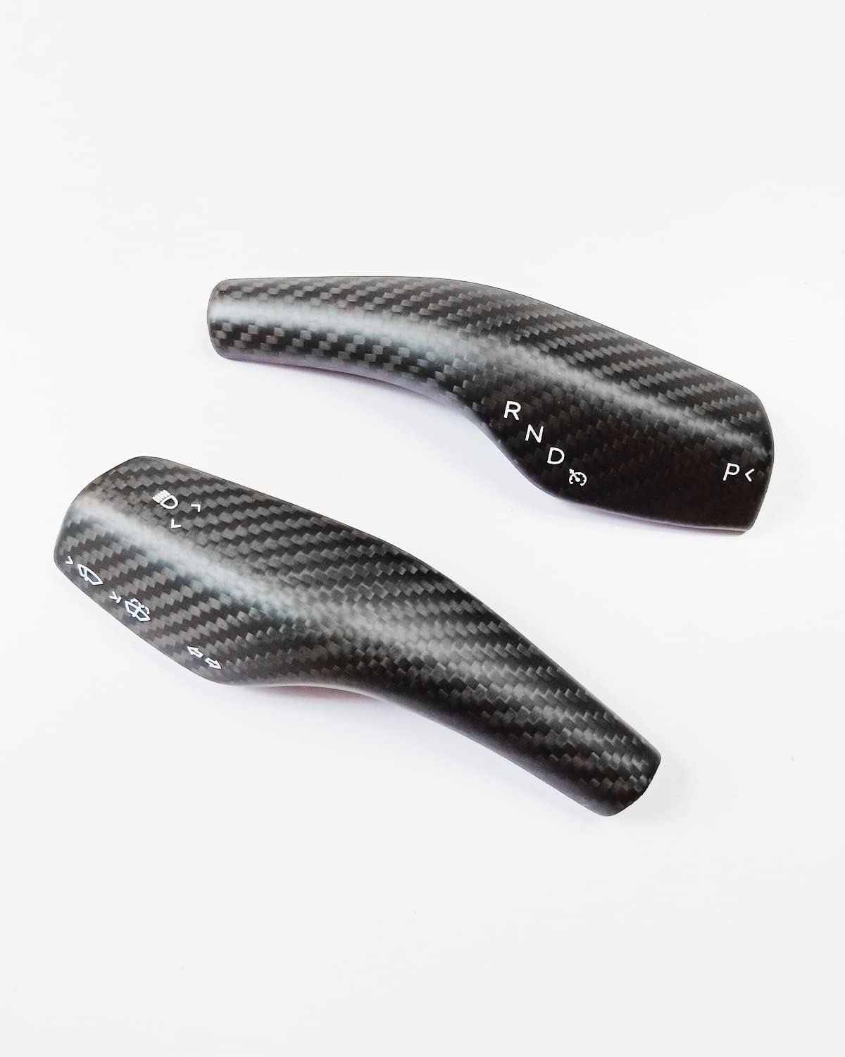 KKTR-CAR Real Carbon Fiber Steering Lever Cover, 2pcs Gear Shift Lever Cover Compatible with Tesla Model 3/Y (2pcs, Matte Carbon Fiber)