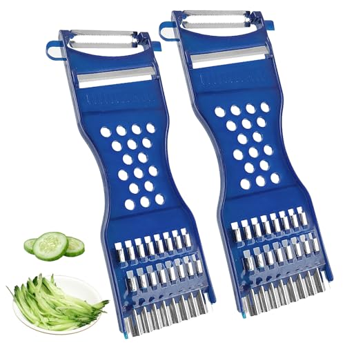 Gemüsefriseur, 2 Stück 6-in-1 Gemüseschäler, Multifunktions Sparschäler - Gemüseschneider Gemüsehobel Kartoffelschäler Julienneschneider für Obst & Gemüse