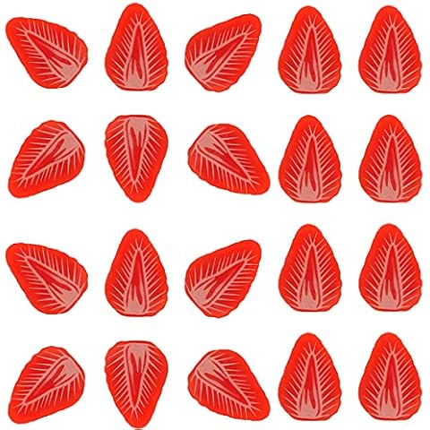 Meiwlong 20 PCS Artificial Strawberry Slices Lifelike Fake Realistic Plastic Fruit Ornament Decoration Home Party Office Wedding Festival Photography Prop Cover