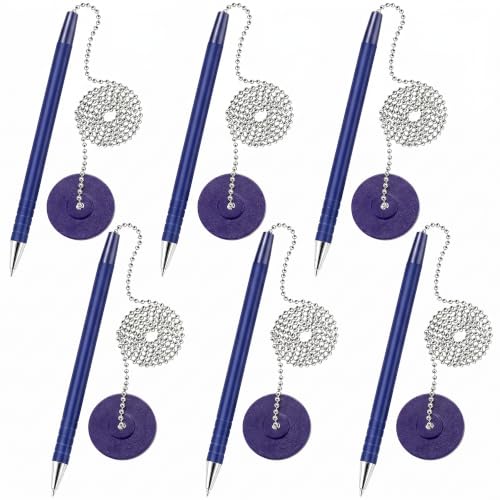 THSLSFX 6 Pcs Security Pen with Chain and Clipboard Holder, Blue