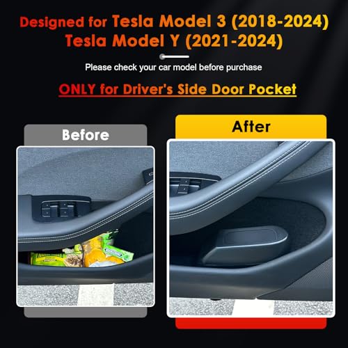 Image of for Tesla Model Y Trash Can Tesla Model 3 Trash Bin for 2018-2025 Tesla Small Car Trash Can for Side Door Model 3 Front Left Door Trash Garbage Bin w /Lid (Tesla Left Side)