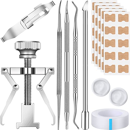 58 Pieces Ingrown Toenail Tools Set, Ingrown Toenail Correction Stickers, Ingrown Toenail Treatment Lifter, Toe Nail Correction Buckle File Cuticle Pusher, Buckle Patch Tape, Finger Holster