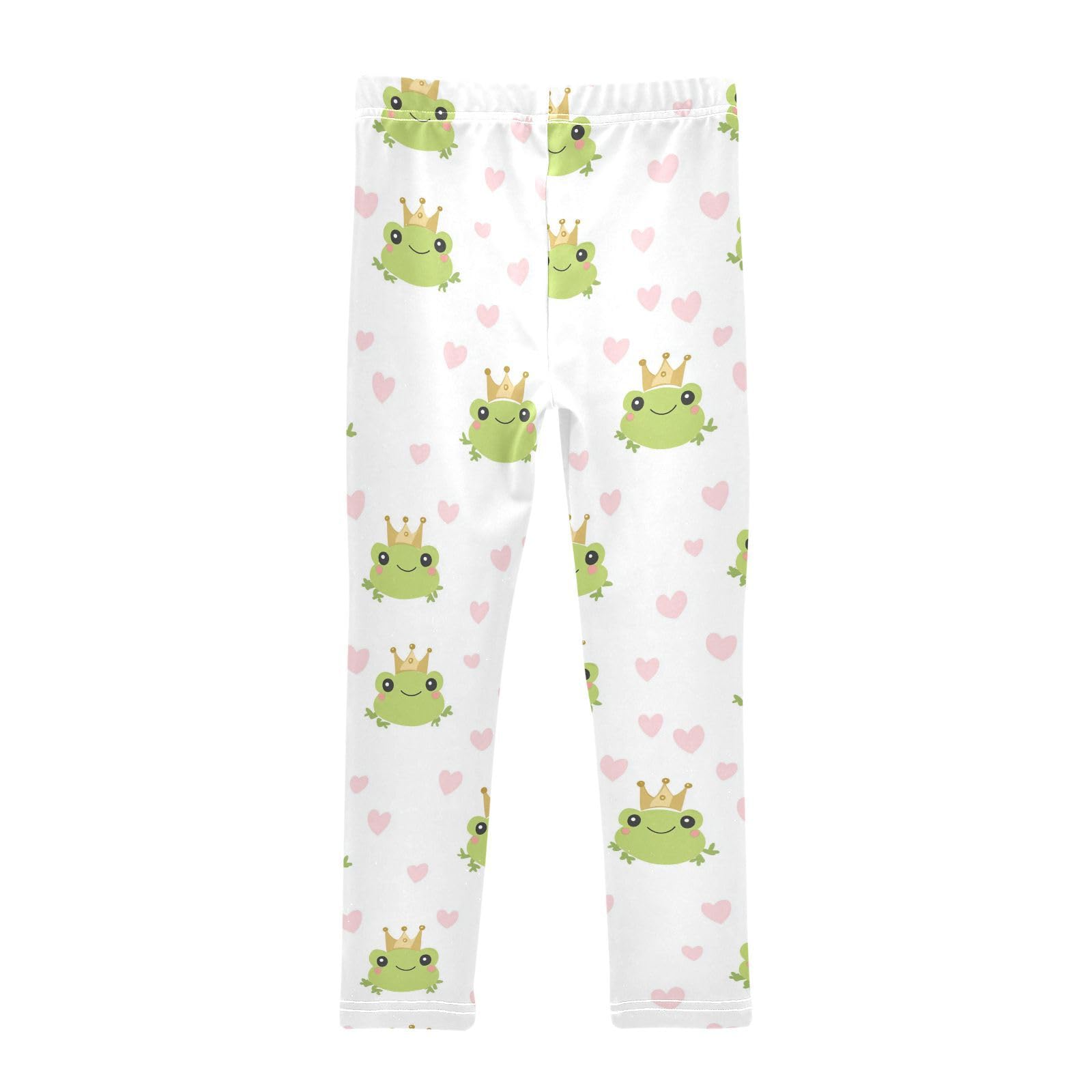 Wusikd Frogs Princess Face Girls' Leggings Toddler Doodles Cute Kids Yoga Pants Dance Active Tights 4T Multi