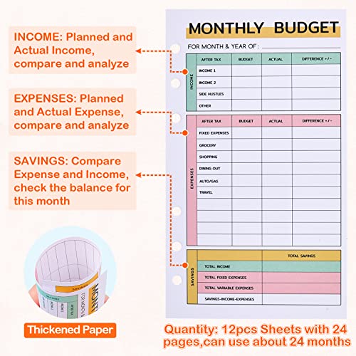 Bienbee Fichário de orçamento, fichário A6 com envelopes com zíper, organizador de dinheiro para pla