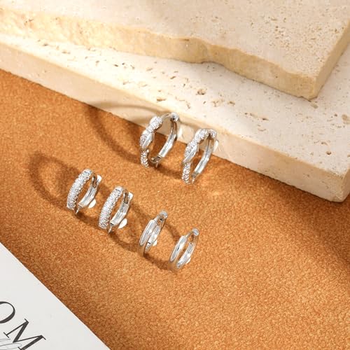 Relveo Dainty Silver Hoop Earrings Set for Women - Lightweight Huggie Earrings for Everyday Elegance - Image 5