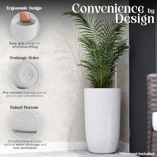 Image of YUCCABE ITALIA FOXB TPC 24 INCH Pots for Plants Highly Durable Polymers Lightweight Indoor Outdoor Plant Pots, Flower Pot Gamla Tree Planter Container Planters for Living Room, Balcony, Garden
