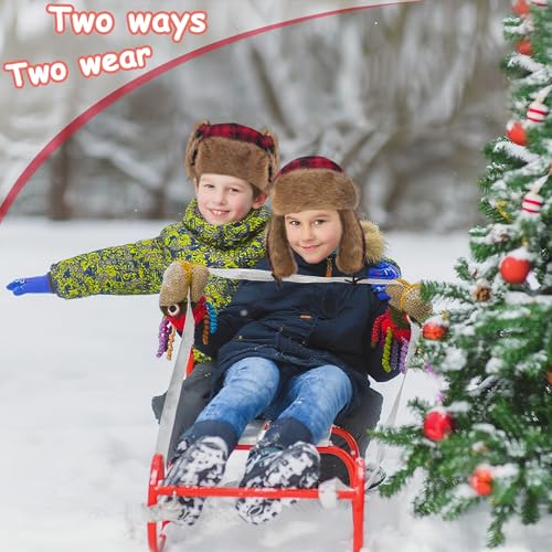 Kids Winter Trappers Hat Toddler Outdoor Windproof Ushanka Ski Cap Ear Flap Chin Strap Snow Hat for 3-8Y4