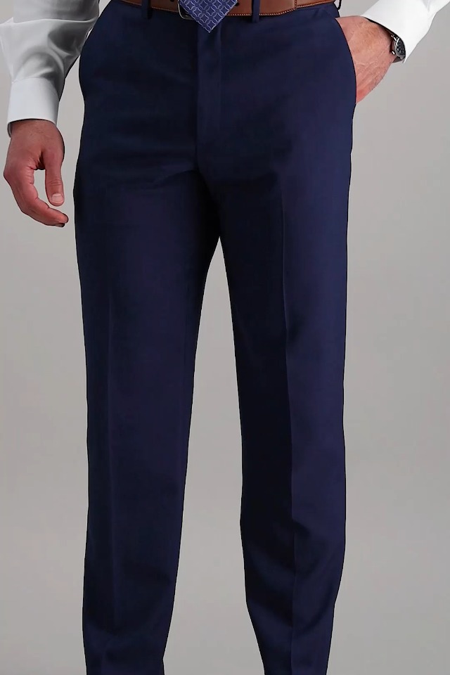 Haggar Mens Premium Comfort Classic Fit Flat Front Expandable Waist Dress  Pants, Blue, 32W x 30L US at Amazon Men's Clothing store