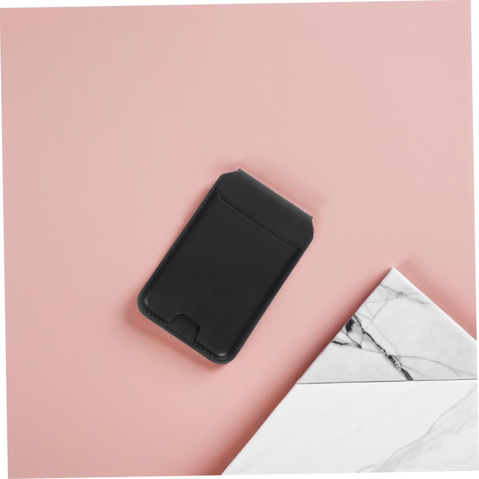 Porta Carte Magnetico per Telefono Cellulare Nero Pu Pieghevole | Supporto da Tavolo, Tasca per Badge e Carte D'accesso, Design Multifunzione