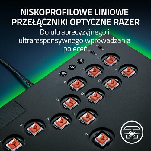 Razer Kitsune - Optyczny kontroler zręcznościowy tylko klawisze do PS5 i PC (Precyzyjny układ czterech przycisków ruchu, Liniowe niskoprofilowe przełączniki optyczne Razer) Czarny