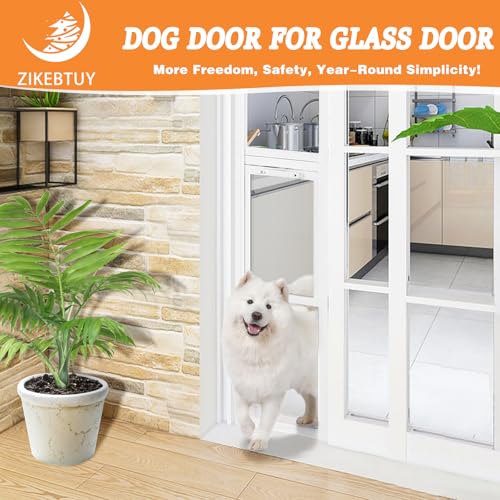 Hundetür für Glasschiebetür mit Schloss Hundetüren 45 x 32cm Aluminium Haustiertür für Katzen und Hunde Verstellbare Höhe 190-205cm Hundetür für Schiebetüren