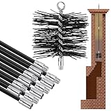 36FT Total Fiberglass Chimney Cleaning Kit - 3FT × 12Pcs Fiberglass Chimney Rod and 6 Inch Brush, with Standard 1/4' NPT End Fitting, Chimney Cleaning Sweep Kit for Hearth Fireplace