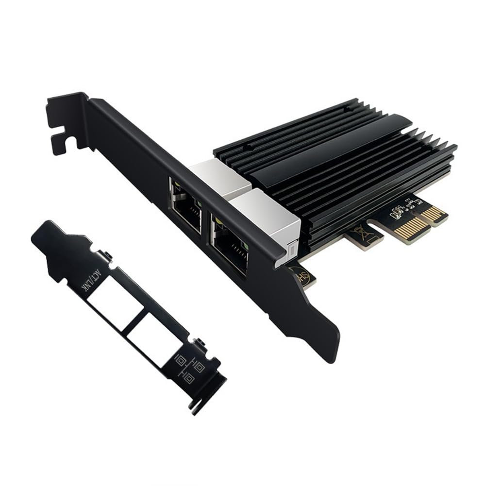 Loufy Scheda di Rete da 2500 Mbps Pcie A RJ45 I226-V Scheda di Rete Gigabit Ethernet da 2,5 G A Doppia Porta 100/1000/2500 Mbps per Desktop Nero 1 PZ