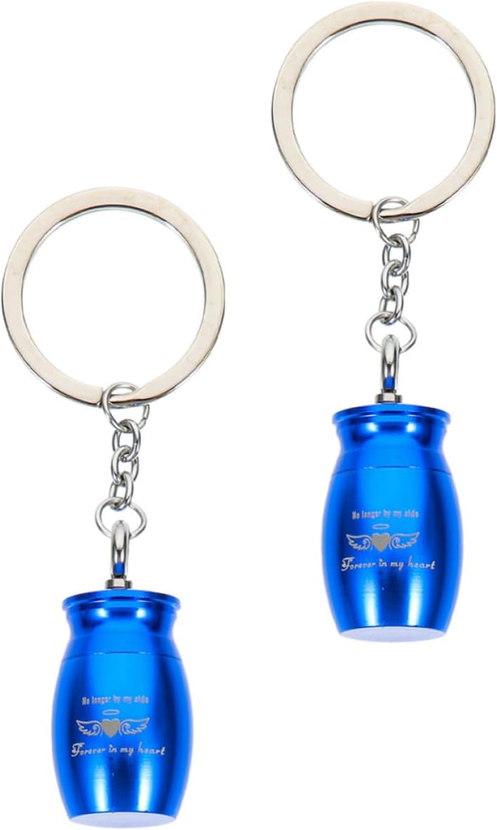 HANABASS 2pcs PET Ash Keychain Urn Pendant with Unscrewable Lid Metal Blue