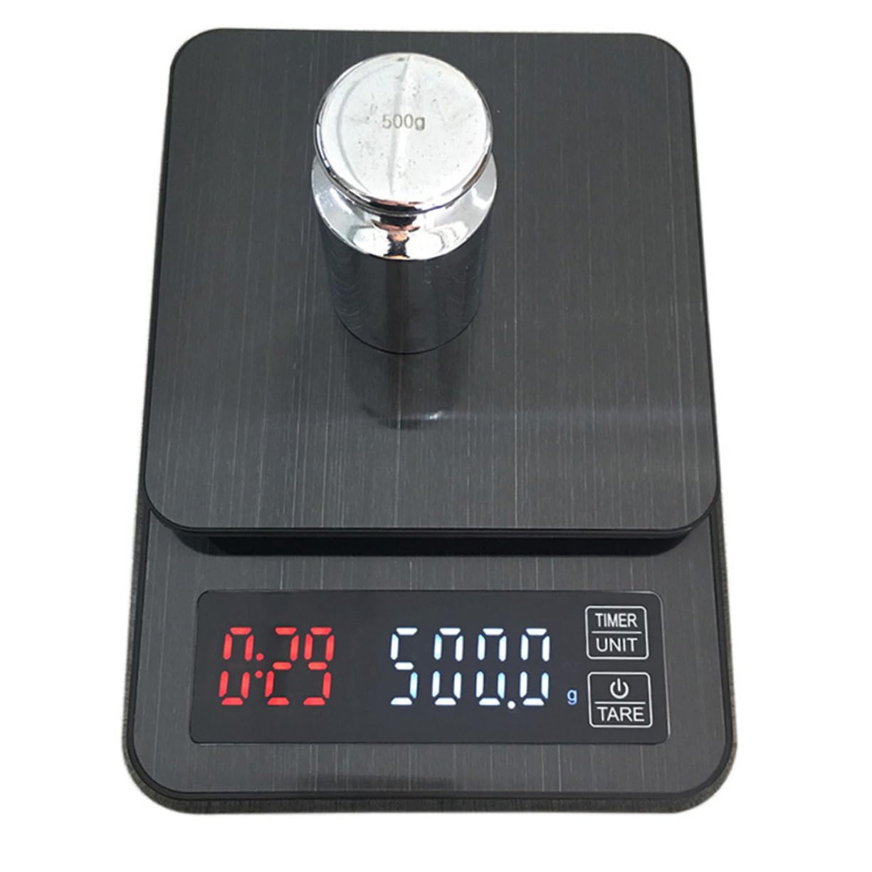 PRETYZOOM Báscula Digital para Café con Temporizador y Sensores de Precisión, Capacidad 5kg, Color Negro, sin Pilas, Adecuado para Pesar Alimentos y Dietas